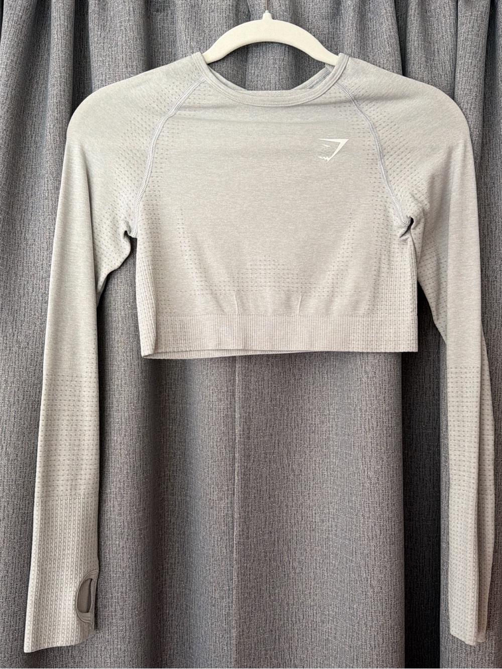 Gymshark Light Grey Seamless Long-Sleeve Crop Top